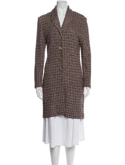 Pre-owned St John Tweed Pattern Coat In Multi