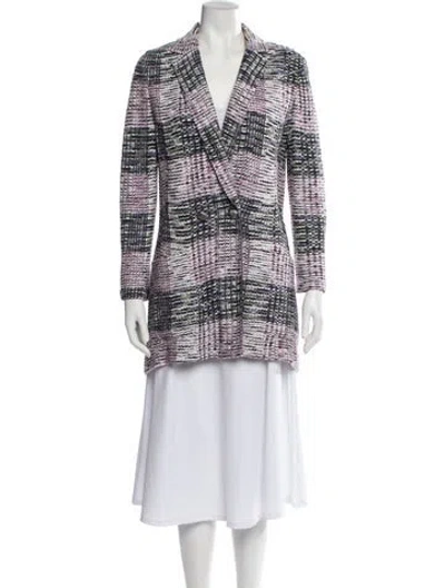 Pre-owned St John Tweed Pattern Coat In Neutral