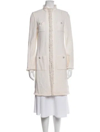 Pre-owned St John Tweed Pattern Coat In Neutral