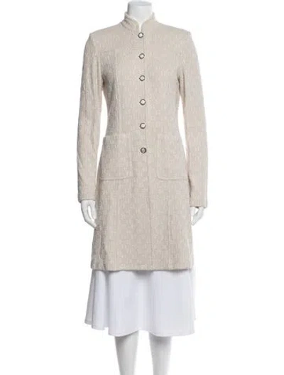 Pre-owned St John Tweed Pattern Coat In Neutrals