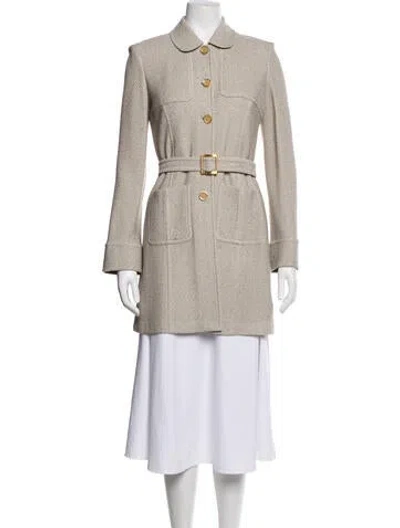 Pre-owned St John Tweed Pattern Coat In Neutrals
