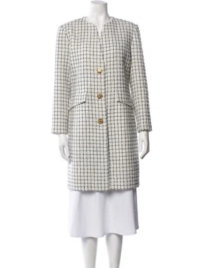 Pre-owned St John Tweed Pattern Coat In Neutrals