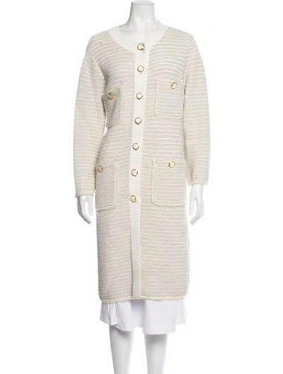 Pre-owned St John Tweed Pattern Coat In Neutrals