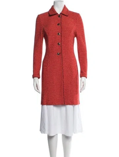 Pre-owned St John Tweed Pattern Coat In Orange