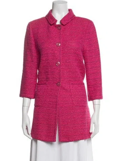 Pre-owned St John Tweed Pattern Coat In Pink