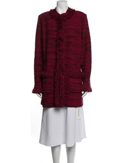 Pre-owned St John Tweed Pattern Coat In Pink