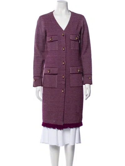 Pre-owned St John Tweed Pattern Coat In Purple