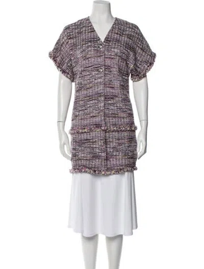 Pre-owned St John Tweed Pattern Coat In Purple