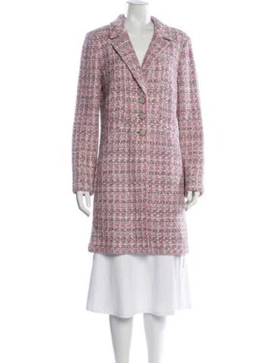 Pre-owned St John Tweed Pattern Coat In Purple