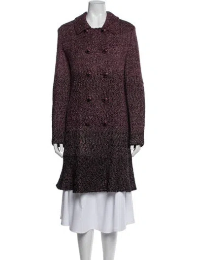 Pre-owned St John Tweed Pattern Coat In Purple