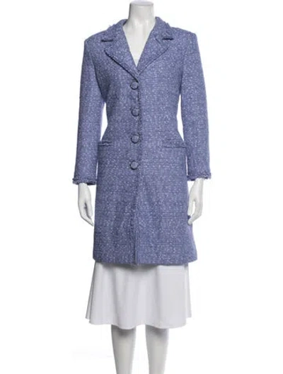 Pre-owned St John Tweed Pattern Coat In Purple