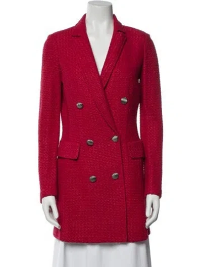 Pre-owned St John Tweed Pattern Coat In Red