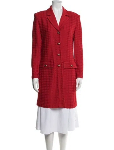Pre-owned St John Tweed Pattern Coat In Red
