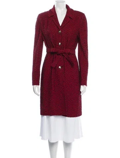 Pre-owned St John Tweed Pattern Coat In Red