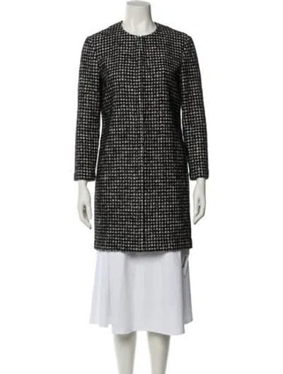 Pre-owned St John Tweed Pattern Coat W/ Tags In Black