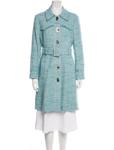 Pre-owned St John Tweed Pattern Coat W/ Tags In Blue