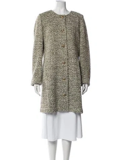 Pre-owned St John Tweed Pattern Coat W/ Tags In Green