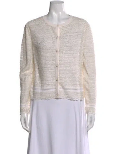 Pre-owned St John Tweed Pattern Crew Neck Sweater In Neutral