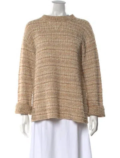 Pre-owned St John Tweed Pattern Crew Neck Sweater In Neutral