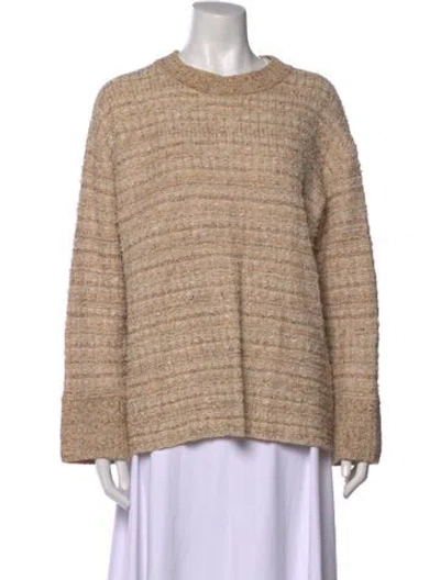 Pre-owned St John Tweed Pattern Crew Neck Sweater In Neutral