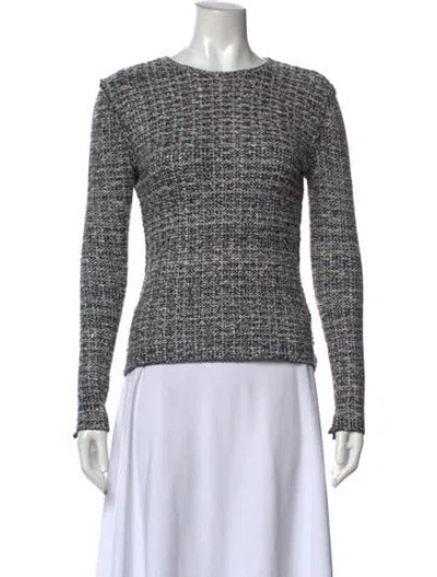 Pre-owned St John Tweed Pattern Crew Neck Top In Multi