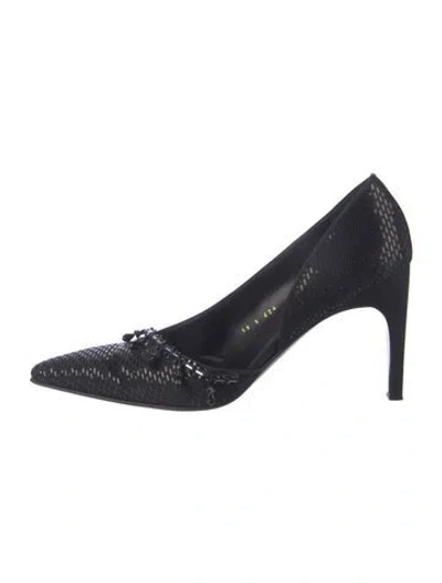 Pre-owned St John Tweed Pattern Crystal Embellishments Pumps In Blue