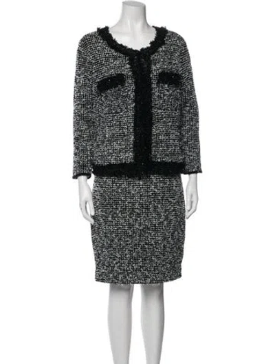 Pre-owned St John Tweed Pattern Dress Set In Multi