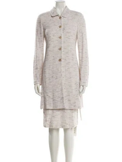 Pre-owned St John Tweed Pattern Dress Set In Neutral