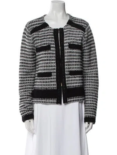 Pre-owned St John Tweed Pattern Evening Jacket In Black
