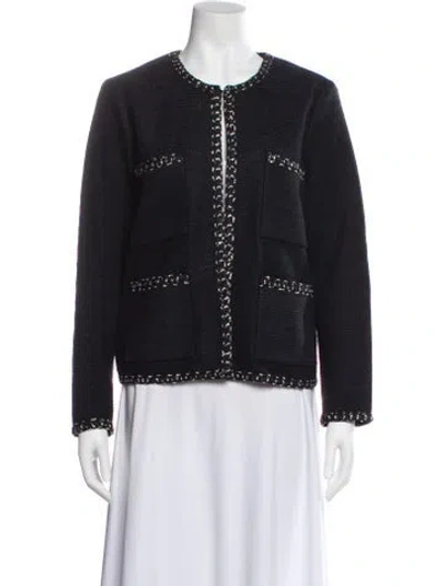 Pre-owned St John Tweed Pattern Evening Jacket In Black
