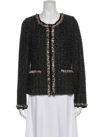 Pre-owned St John Tweed Pattern Evening Jacket In Black