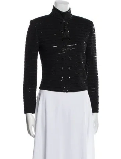 Pre-owned St John Tweed Pattern Evening Jacket In Black