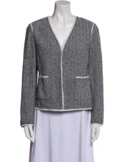 Pre-owned St John Tweed Pattern Evening Jacket In Black