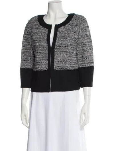 Pre-owned St John Tweed Pattern Evening Jacket In Black