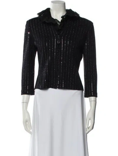 Pre-owned St John Tweed Pattern Evening Jacket In Black