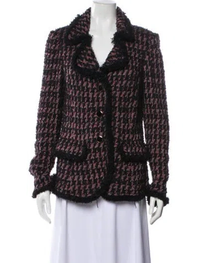 Pre-owned St John Tweed Pattern Evening Jacket In Black