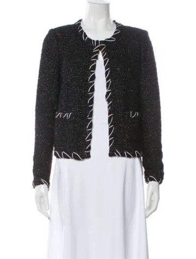 Pre-owned St John Tweed Pattern Evening Jacket In Black