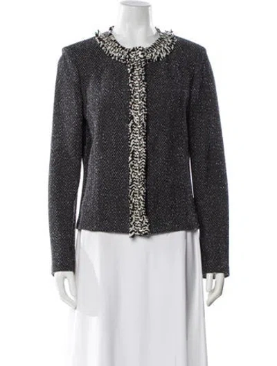 Pre-owned St John Tweed Pattern Evening Jacket In Black
