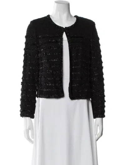 Pre-owned St John Tweed Pattern Evening Jacket In Black