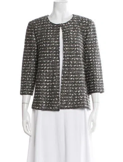 Pre-owned St John Tweed Pattern Evening Jacket In Black