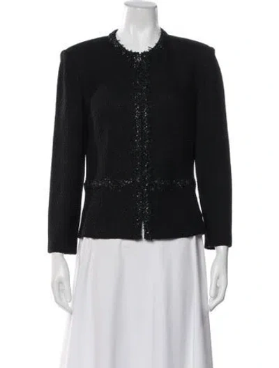 Pre-owned St John Tweed Pattern Evening Jacket In Black