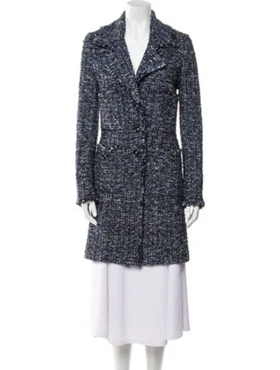 Pre-owned St John Tweed Pattern Evening Jacket In Blue
