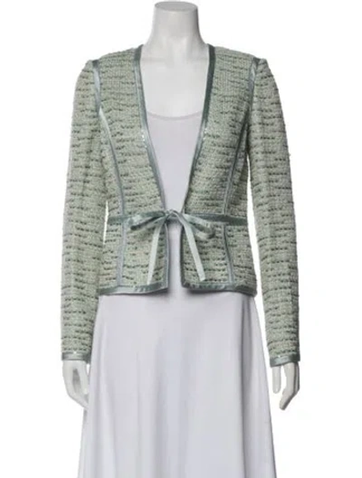 Pre-owned St John Tweed Pattern Evening Jacket In Blue