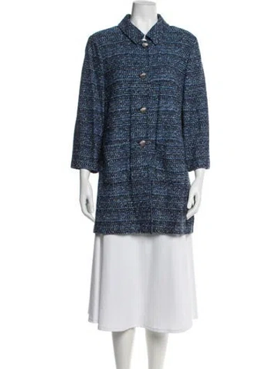 Pre-owned St John Tweed Pattern Evening Jacket In Blue