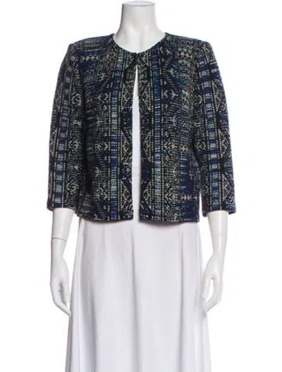 Pre-owned St John Tweed Pattern Evening Jacket In Blue