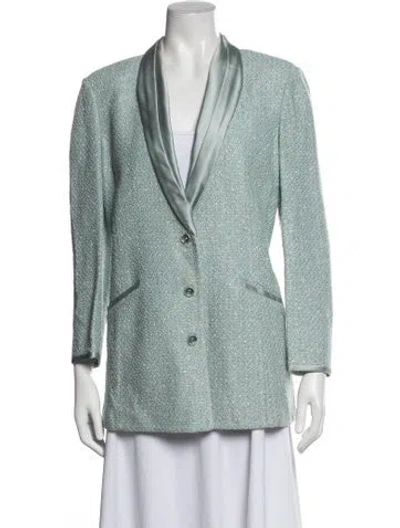Pre-owned St John Tweed Pattern Evening Jacket In Blue