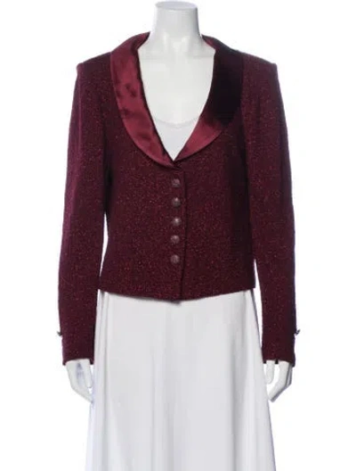 Pre-owned St John Tweed Pattern Evening Jacket In Burgundy