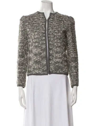 Pre-owned St John Tweed Pattern Evening Jacket In Gray