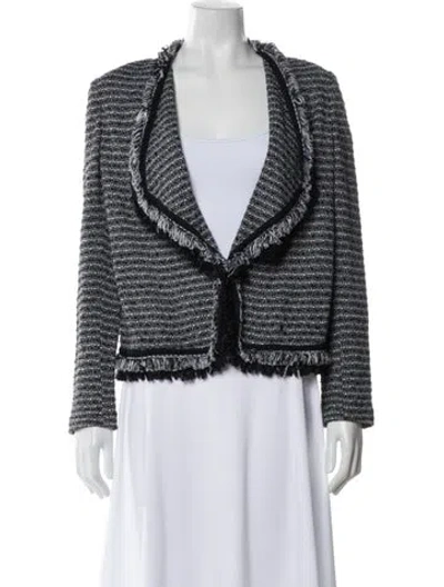 Pre-owned St John Tweed Pattern Evening Jacket In Gray