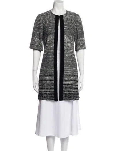Pre-owned St John Tweed Pattern Evening Jacket In Gray